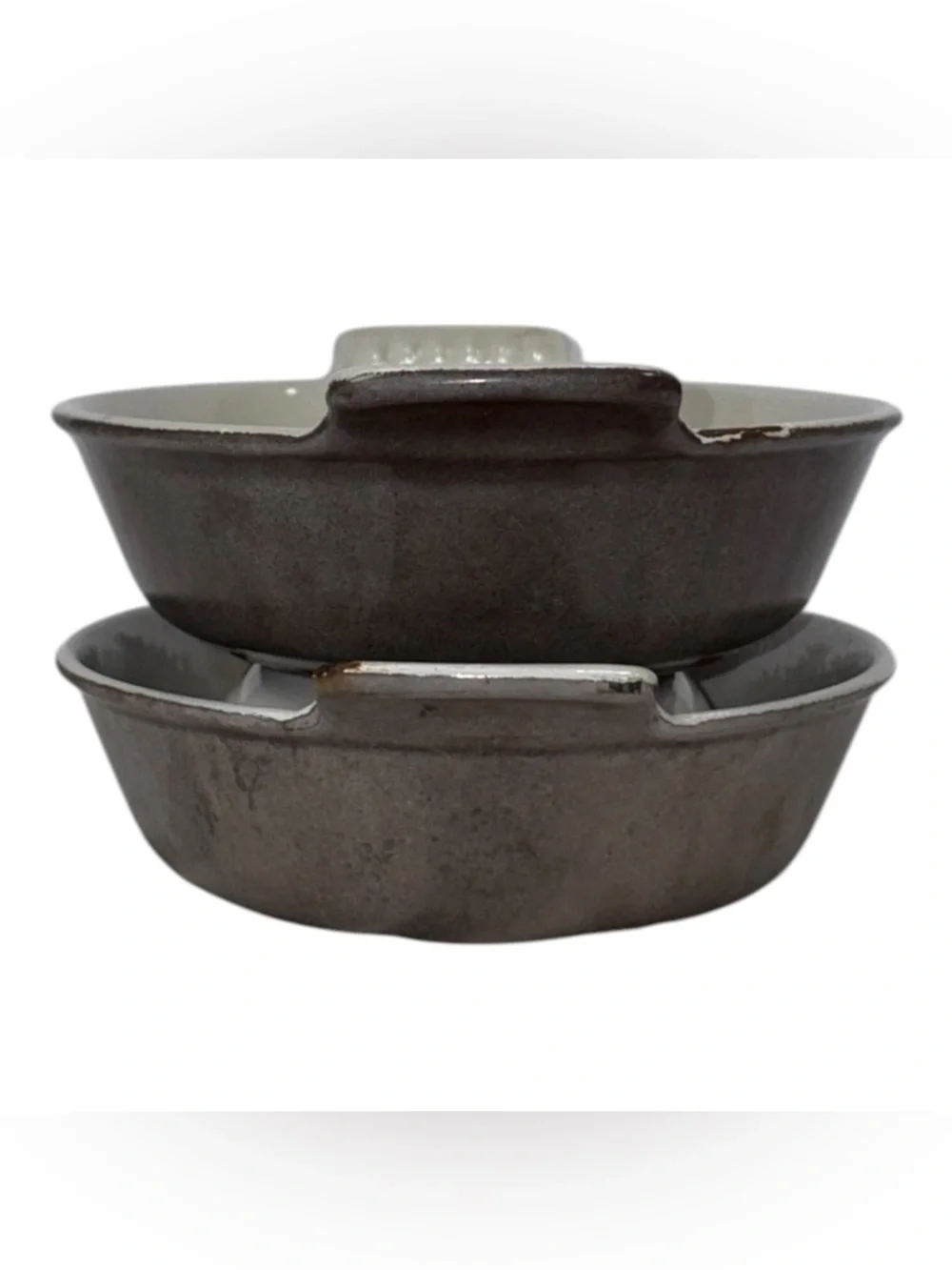 2 Vintage LE CREUSET 20 Cast Iron Enameled Au Gratin Baking Dish Brown France